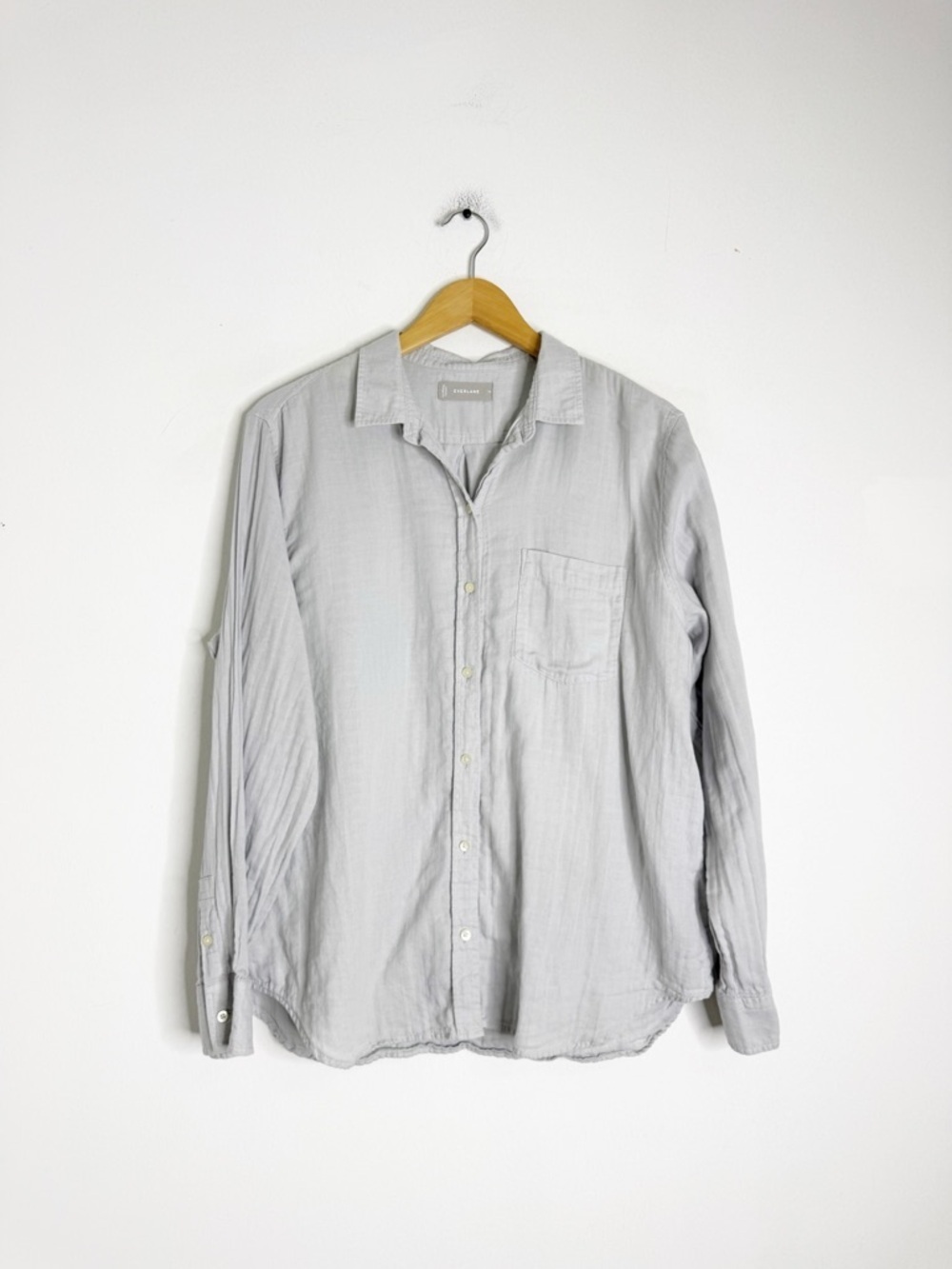 Everlane Gray Cotton Button Up Shirt Size 16 Soft Classic Blouse